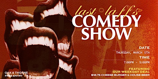 Image principale de Comedy Show presented by Laughs on Taps