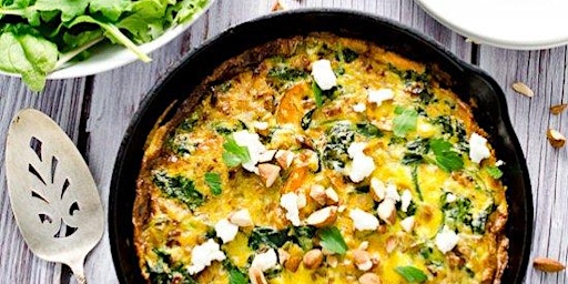 Image principale de Make Brunch! Healthy Cinnamon Buns & Skillet Frittatas w/optional yoga b4!