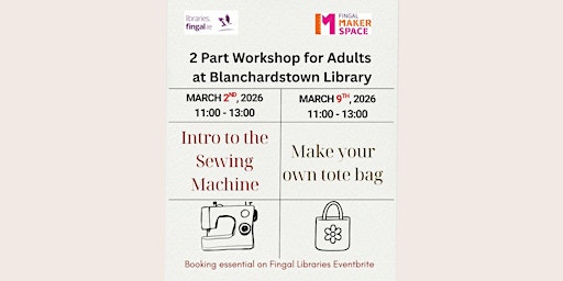 Image principale de Make your own tote bag for Adults: 2 parts workshop on March 2nd and 9th