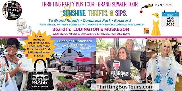 Image principale de 8/14 Thrifting Bus Board Ludington & Muskegon shop Grand Rapids to Rockfort