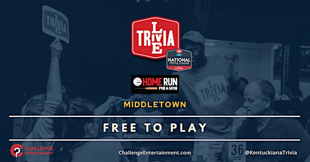 Image principale de Weekly Live Trivia Nights at Homerun Pub & Grub - Middletown