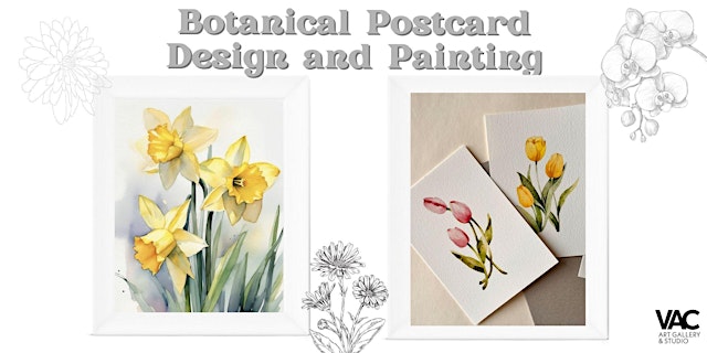 Image principale de Botanical Postcard Design & Painting w. Watercolour Illustration