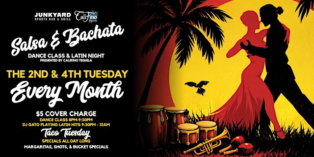 Image principale de Salsa & Bachata Dance Class + Latin Night with DJ Gato @ Junkyard Oceanside