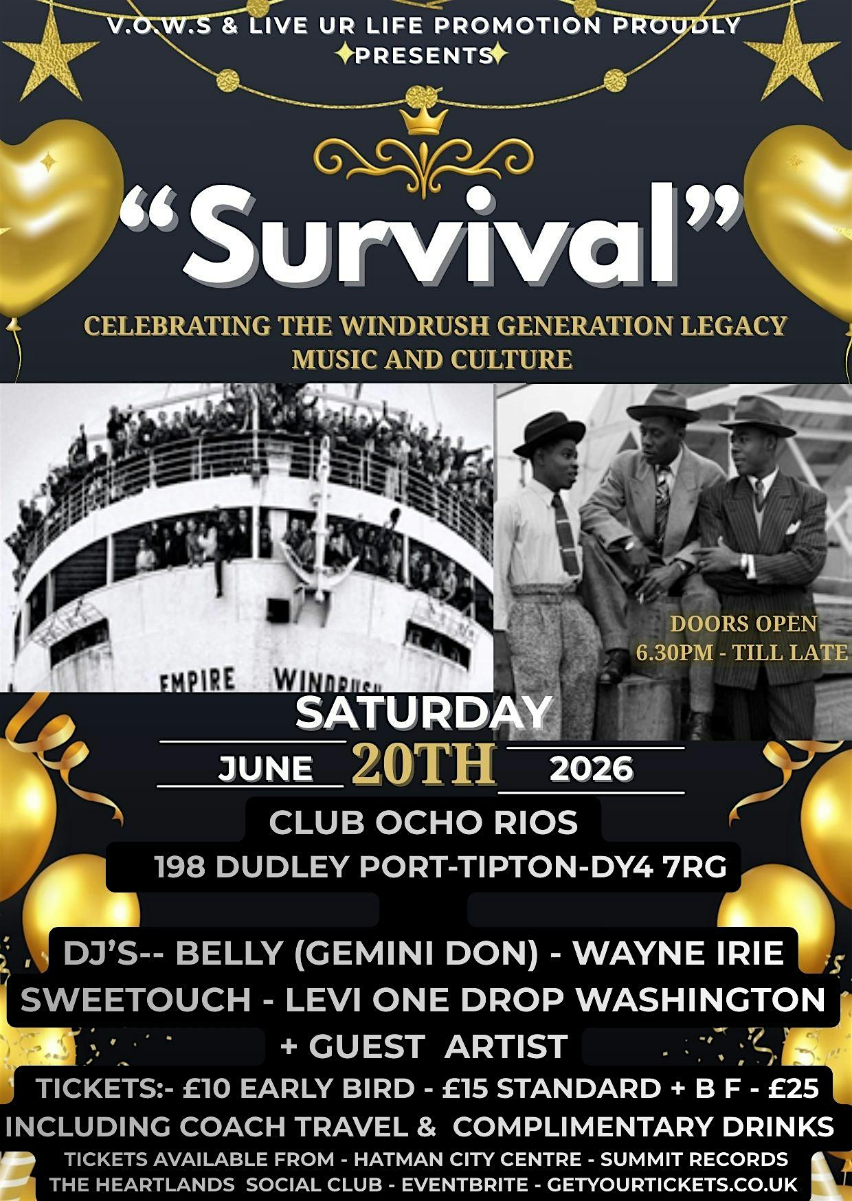 "Survival" Celebrating The Windrush Generation Legacy, Music & Culture.