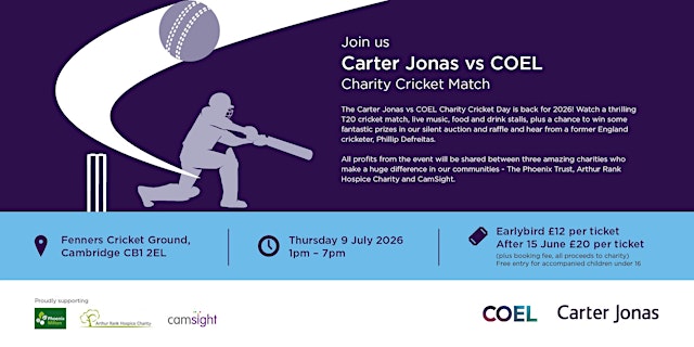Image principale de Carter Jonas VS COEL Charity Cricket Match