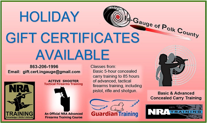 Gift Certificates Available -  Concealed Carry & Firearm Training Classes image
