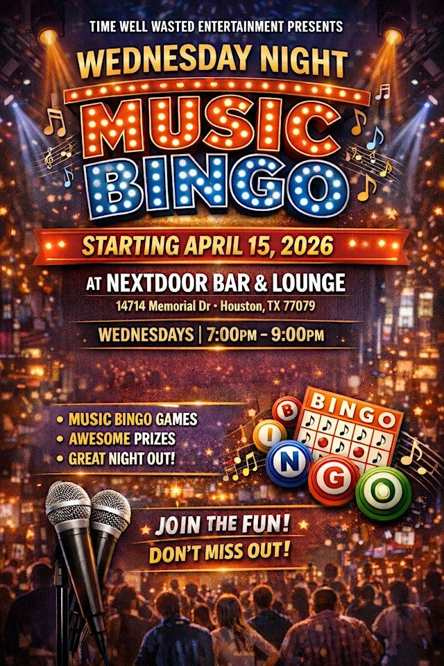 Image principale de Wednesday Night Music Bingo @ NextDoor Bar & Lounge