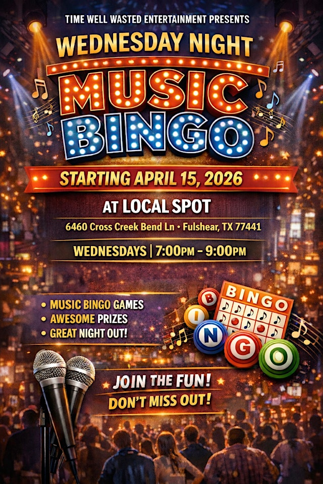Image principale de Wednesday Night Music Bingo @ Local Spot Fulshear