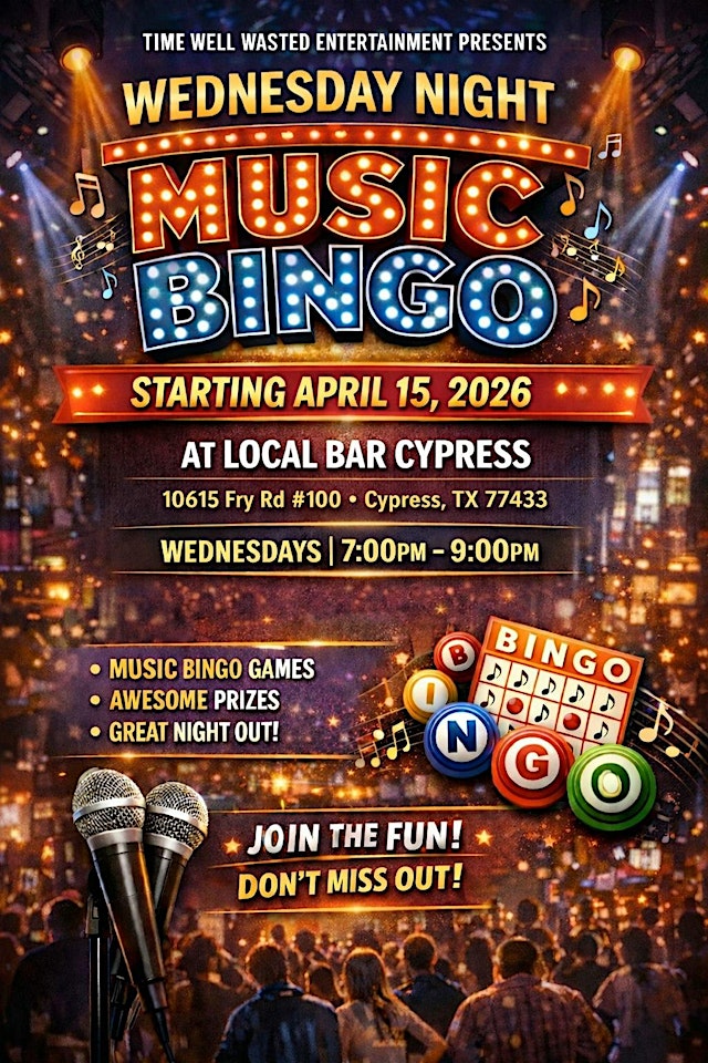 Image principale de Wednesday Night Music Bingo @ Local Bar Cypress