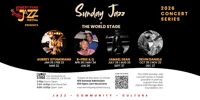 Image principale de Leimert Park Jazz Festival presents Sunday Jazz at The World Stage