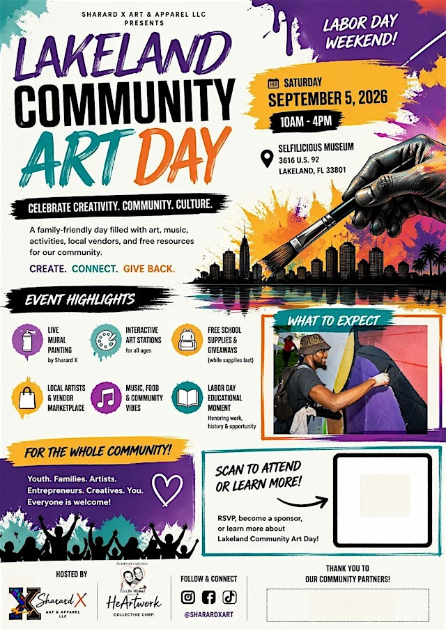 Image principale de Lakeland Community Art Day (Labor Day Weekend) hosted by Sharard X