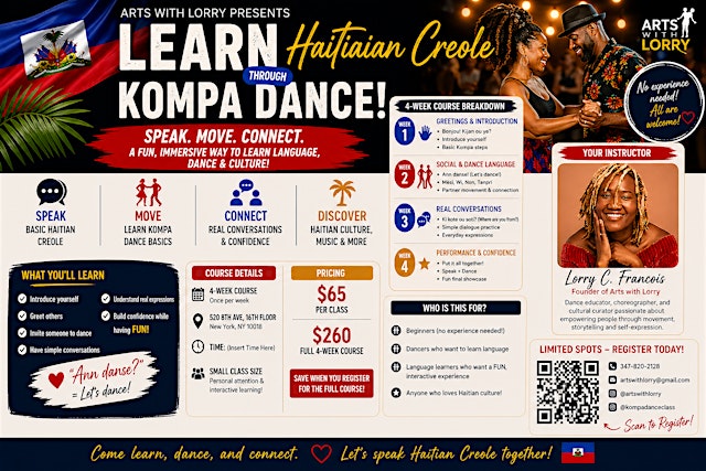 Image principale de Haitian Creole Through Kompa Dance – 4 Week Course (Beginner Friendly)