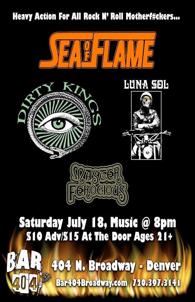 Image principale de Night of Heavy...Sea of Flame, Dirty Kings, Luna Sol & Master Ferocious!