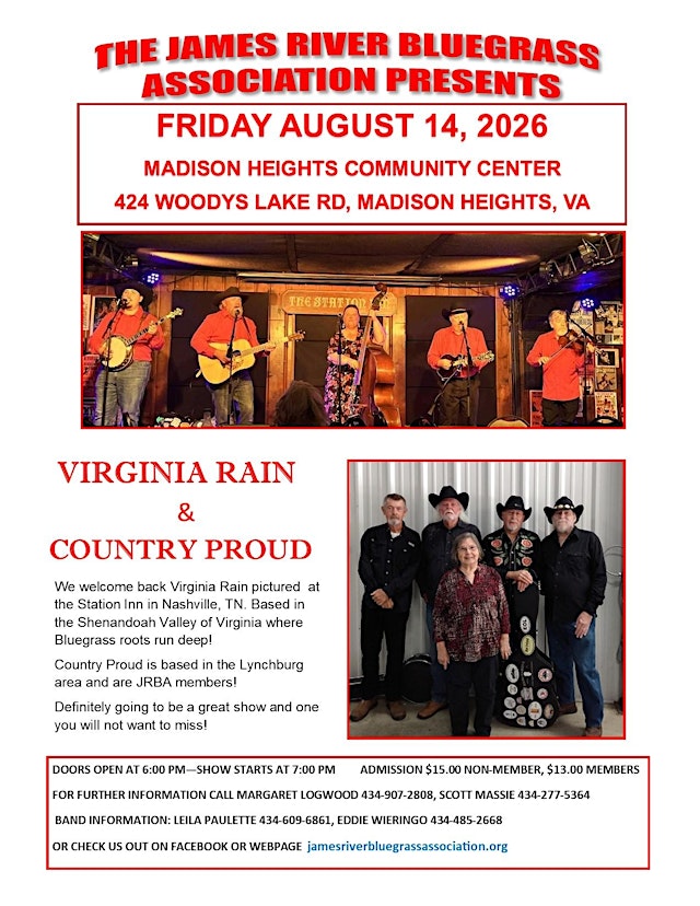 Bluegrass Concert:Virginia Rain and Country Proud primary image