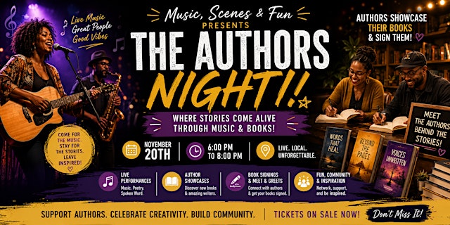 Imagen principal de Music, Scenes & Fun Presents: Authors Night Live Showcase