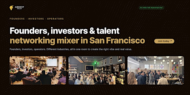 Image principale de Startup Networking San Francisco: Founders, Investors & Talent Mixer