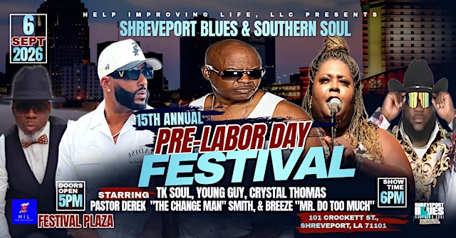Image principale de 15th Annual Shreveport Blues & Southern Soul Pre-Labor Day Fest