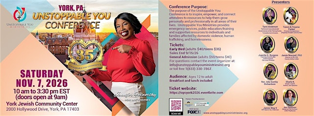 Image principale de Unstoppable You Conference - York, PA 2026