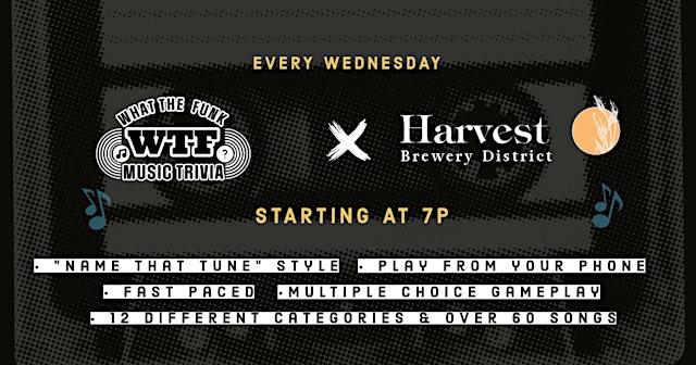 Primaire afbeelding van What The Funk Music Trivia at Harvest - Brewery District