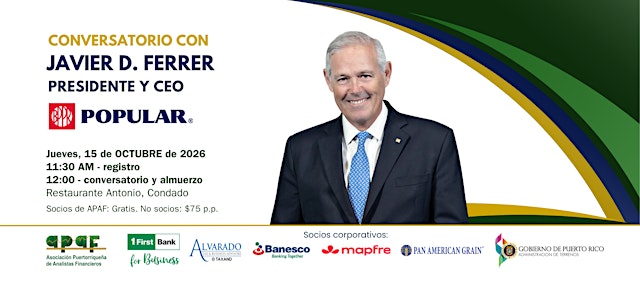 Image principale de Conversatorio exclusivo con Javier D. Ferrer, Presidente|CEO Popular Inc.