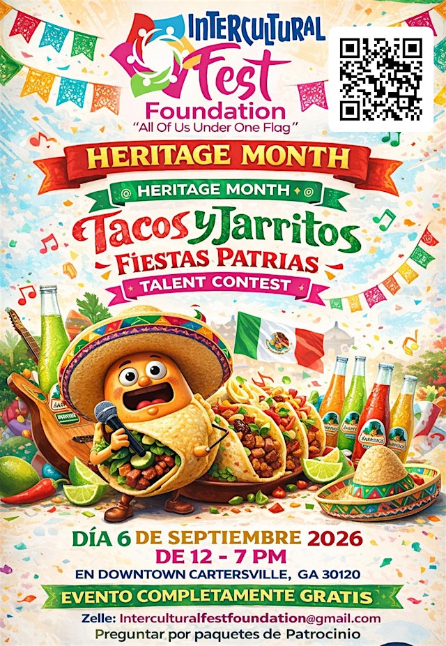 Image principale de Intercultural Fest™ Heritage Month Tacos y Jarritos – Fiestas Patrias 2026