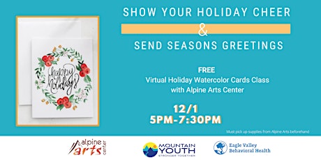 FREE Virtual Holiday Watercolor Cards Class with Alpine Arts Center primary image