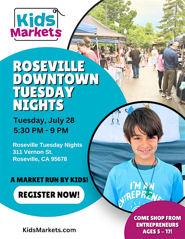 Image principale de Kids Markets at Roseville Downtown Tuesday Nights