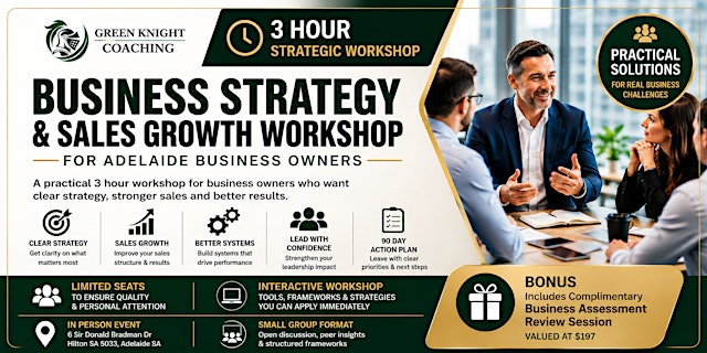 Imagen principal de Business Strategy & Sales Growth Workshop Adelaide (3 Hour Intensive)