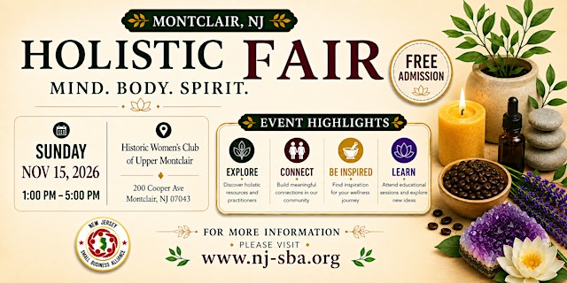 Image principale de MONTCLAIR HOLISTIC FAIR - FALL 2026