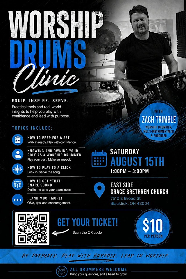 Primaire afbeelding van Worship Drums Clinic With Zach Trimble