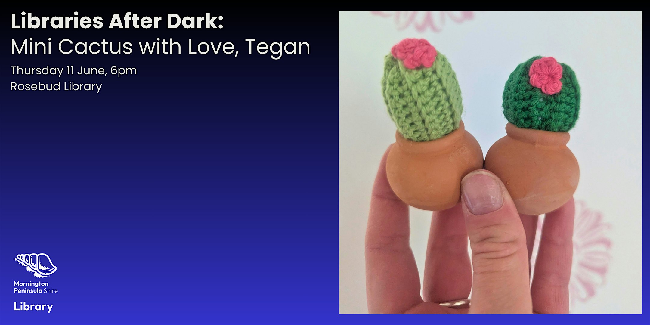 Primaire afbeelding van Libraries After Dark: Mini Cactus with Love, Tegan - Rosebud Library