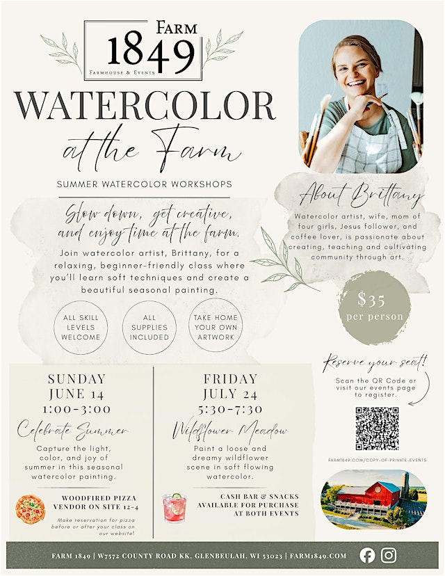 Image principale de Watercolor at the Farm | Summer Watercolor Workshops at Farm 1849