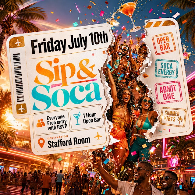 Image principale de Sip & Soca NYC: Everyone Free with RSVP + Open Bar at Stafford Room