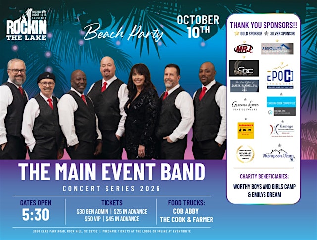 Image principale de THE MAIN EVENT BAND- Rockin The Lake Closer 2026- Beach Bash