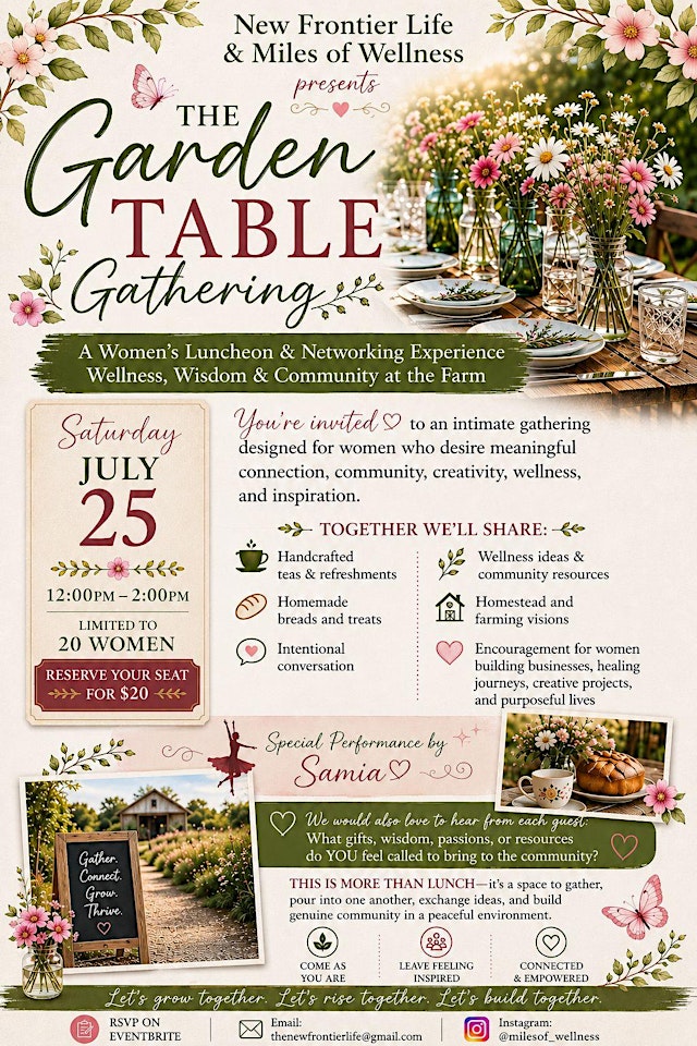 The New Frontier Life & Miles of Wellness: The Garden Table Gathering primary image