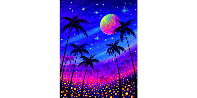 Primaire afbeelding van Blacklight Tropical Sunset - Paint and Sip in Houston | Classpop!™