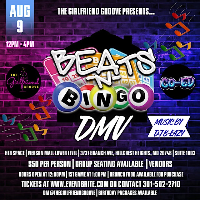 Image principale de The Girlfriend Groove Presents "BEATS-N-BINGO DMV"