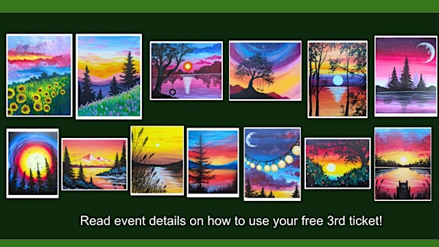 Image principale de Paint and sip: Colorful Sunsets (buy 2 tix and get a 3rd free!)