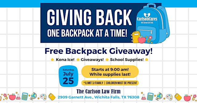 Immagine principale di Carlson Cares Giving Back One Backpack at a Time