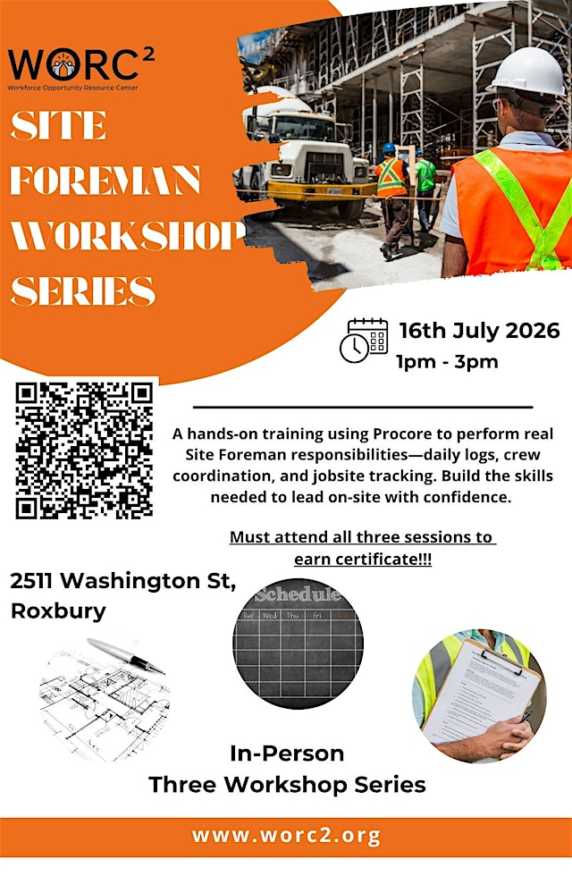 Image principale de WORC² presents: Site Foreman Workshop Series