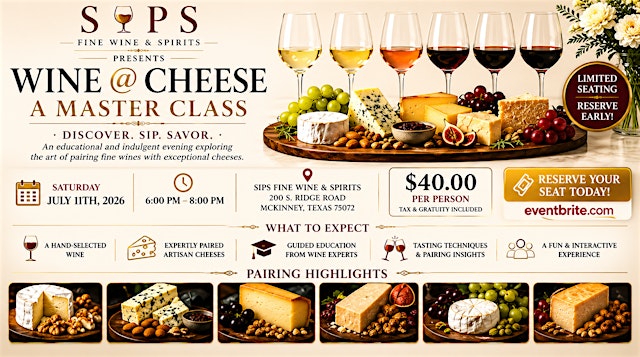 Hauptbild für Sips Fine Wine & Spirits Wine @ Cheese Master Class