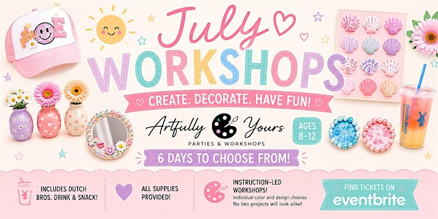 Hauptbild für July Youth Art Workshops ages 6+ (**choose your days 7/14-7/16)