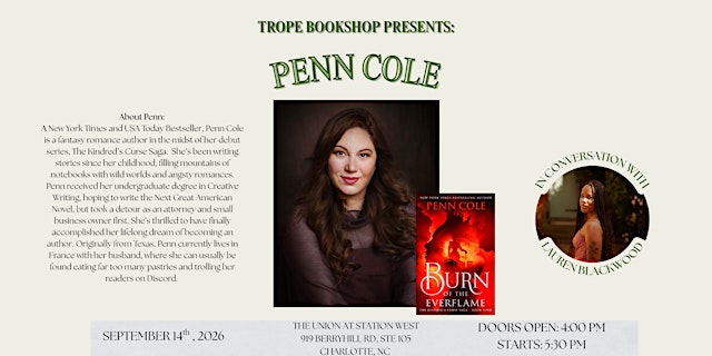 Image principale de Trope Bookshop presents BURN OF THE EVERFLAME by Penn Cole
