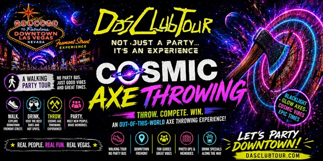 Image principale de Cosmic Axe Throwing Experience & Downtown Fremont Street Bar Crawl