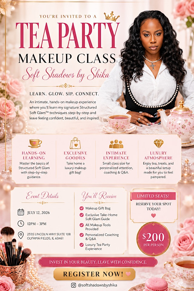 Imagem principal de Tea Party Makeup Class: Learn the Art of Soft Glam Hosted by Soft Shadow