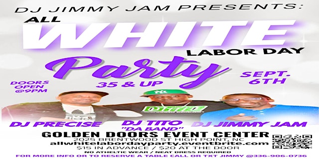 Image principale de DJ JIMMY JAM ALL WHITE LABOR DAY PARTY 2026