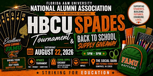 Image principale de HBCU Spades Tournament & Back-to-School Supply Giveaway