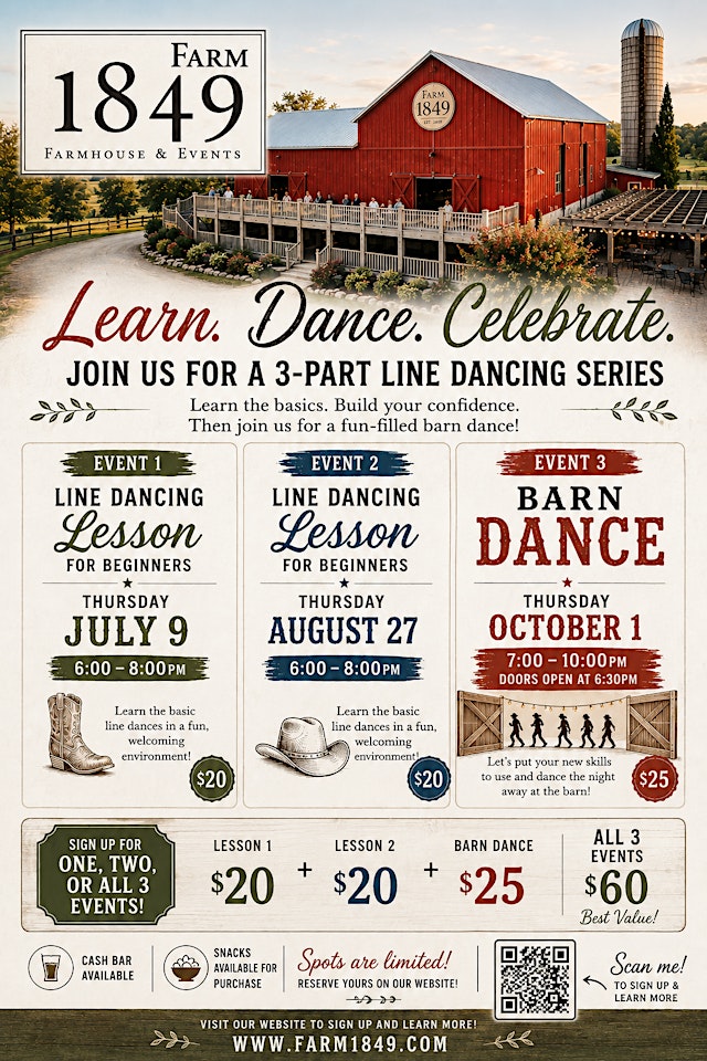 Image principale de Learn. Dance. Celebrate. | Beginner Line Dancing Series & Barn Dance