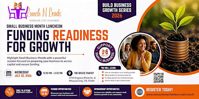 Image principale de Small Business Month Luncheon: Funding Readiness for Growth | Lunch N Leads