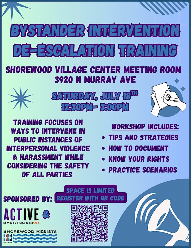Image principale de Bystander Intervention Deescalation Training: Shorewood Resists